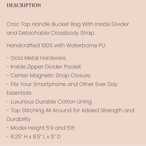 NWT AOTA Vegan Faux Croc Textured Leather Black Bucket Bag - Picture 6 of 16